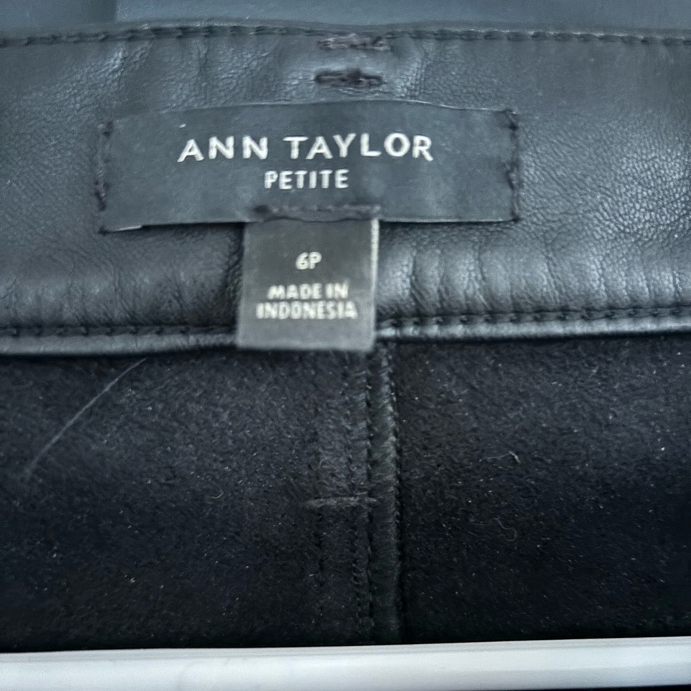 Ann Taylor size 6 petite leather pants slight flare - Picture 2 of 4